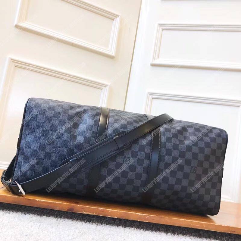 NEW Louis Vuitton Keepall 55 damier graphite strap customized BATBAG II!  For Sale at 1stDibs