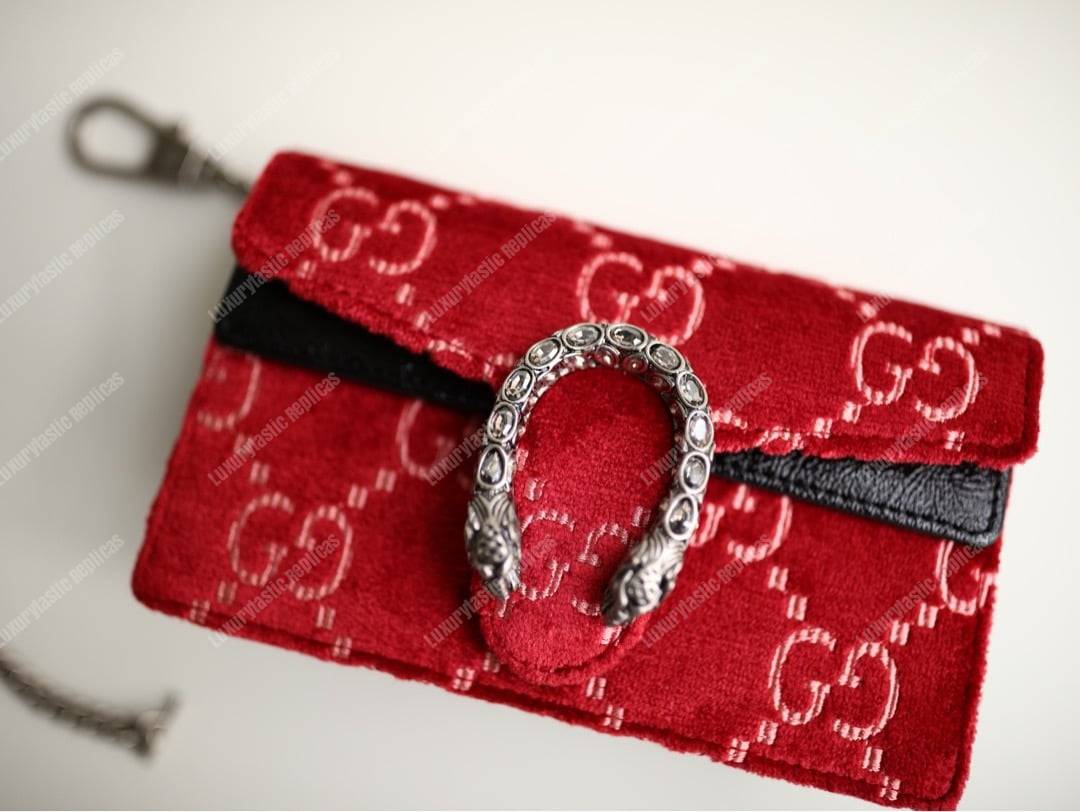 Gucci Dionysus GG Velvet Super Mini Bag Red LuxuryTastic 